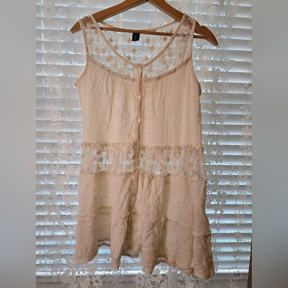 Ivory Sacred Threads Tank Blouse. Boho Lace And Crochet Womans Tank Top, Summer
